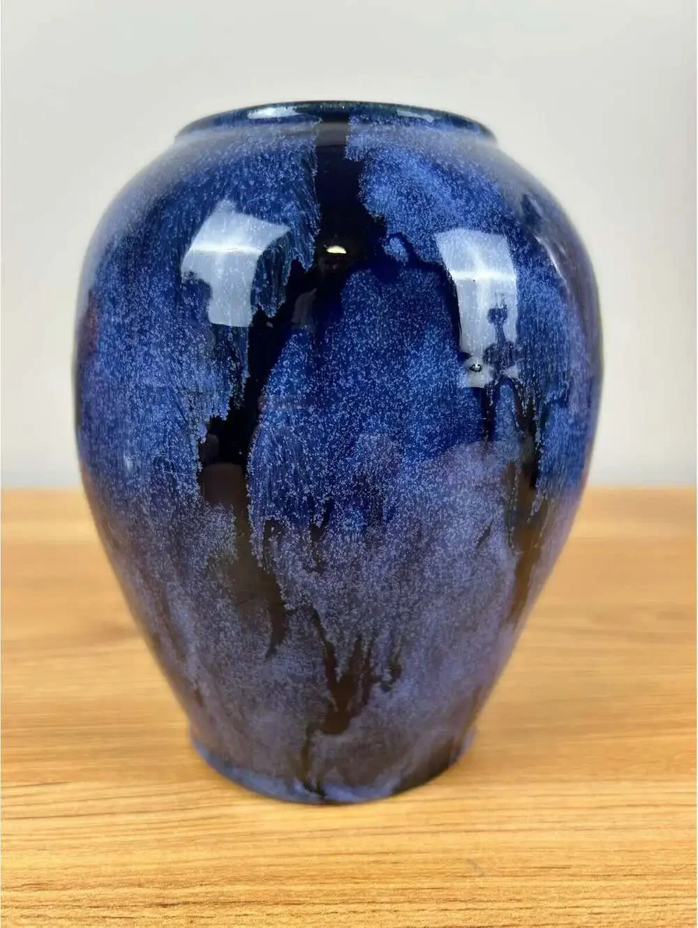 Brush-McCoy Art Pottery 1920s Blue Onyx Glazed Art Pottery Vase 6 1/4